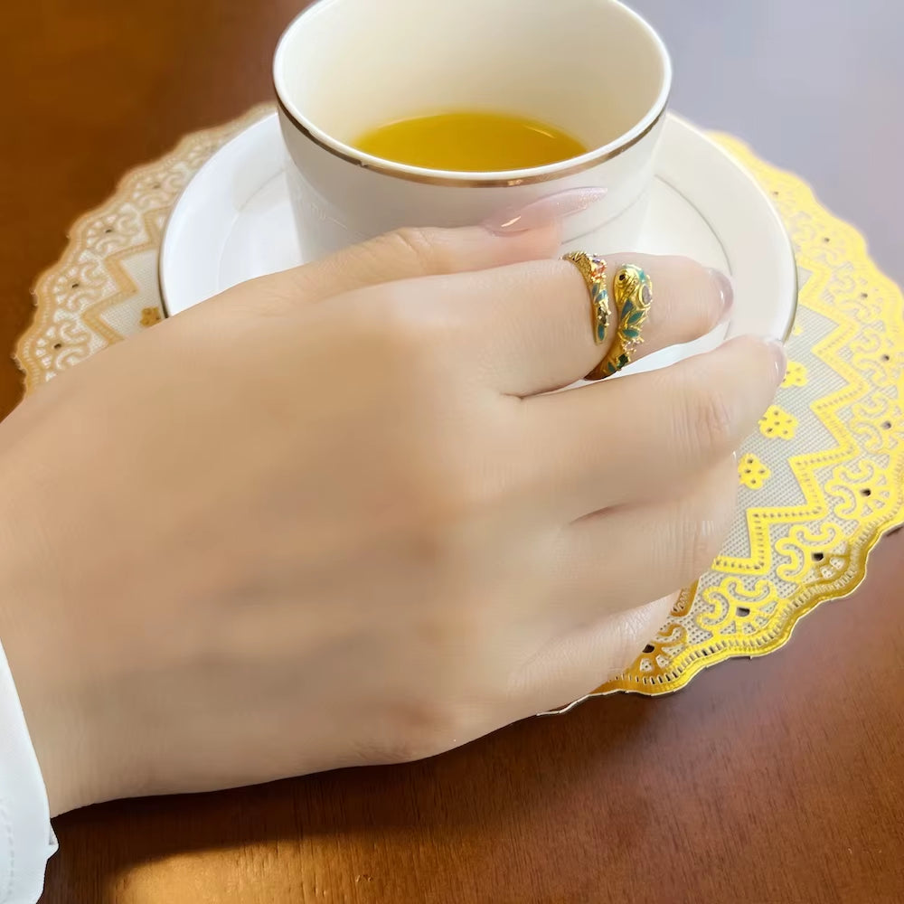 Golden Magical Snake Ring Europe Fashion Classic Jewerly for Women Gift in 925 Sterling Silver