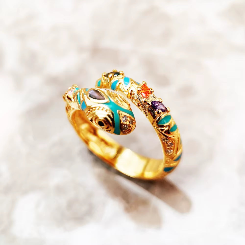 Golden Magical Snake Ring Europe Fashion Classic Jewerly for Women Gift in 925 Sterling Silver
